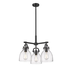 Newton Bell - 3 Light Stem Hung Pendant In Industrial Style-15.88 Inches Tall and 20.38 Inches Wide