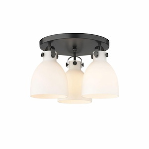 Newton Bell - 3 Light Flush Mount In Industrial Style-10.88 Inches Tall and 19.63 Inches Wide