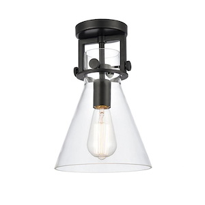 Newton Cone - 1 Light Flush Mount In Industrial Style-12 Inches Tall and 8 Inches Wide