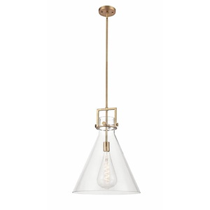 Newton Cone - 1 Light Stem Hung Pendant In Industrial Style-20.38 Inches Tall and 16 Inches Wide