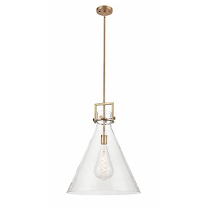 Newton Cone - 1 Light Stem Hung Pendant In Industrial Style-22.75 Inches Tall and 18 Inches Wide