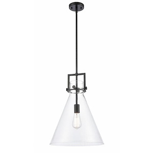 Newton Cone - 1 Light Stem Hung Pendant In Industrial Style-19.13 Inches Tall and 14 Inches Wide