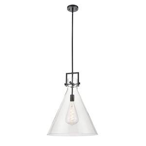 Newton Cone - 1 Light Stem Hung Pendant In Industrial Style-22.75 Inches Tall and 18 Inches Wide - 1291977