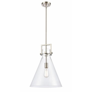 Newton Cone - 1 Light Stem Hung Pendant In Industrial Style-19.13 Inches Tall and 14 Inches Wide - 1291886