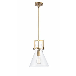 Newton Cone - 1 Light Stem Hung Pendant In Industrial Style-13.63 Inches Tall and 10 Inches Wide - 1291978