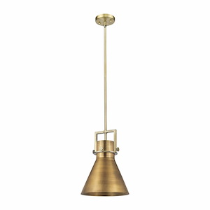 Newton Cone - 1 Light Stem Hung Pendant In Industrial Style-14.75 Inches Tall and 10 Inches Wide