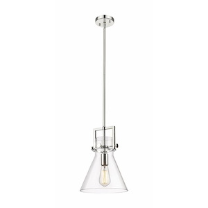 Newton Cone - 1 Light Stem Hung Pendant In Industrial Style-13.63 Inches Tall and 10 Inches Wide