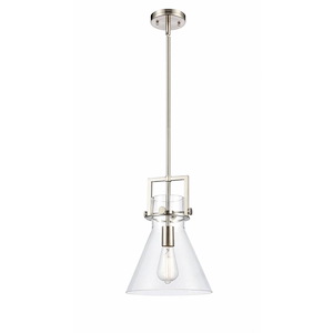 Newton Cone - 1 Light Stem Hung Pendant In Industrial Style-13.63 Inches Tall and 10 Inches Wide