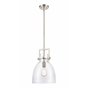 Newton Bell - 1 Light Stem Hung Pendant-11.75 Inches Tall and 10 Inches Wide - 1347609