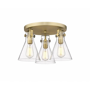 Newton Cone - 3 Light Flush Mount In Industrial Style-10.75 Inches Tall and 19.63 Inches Wide - 1291994
