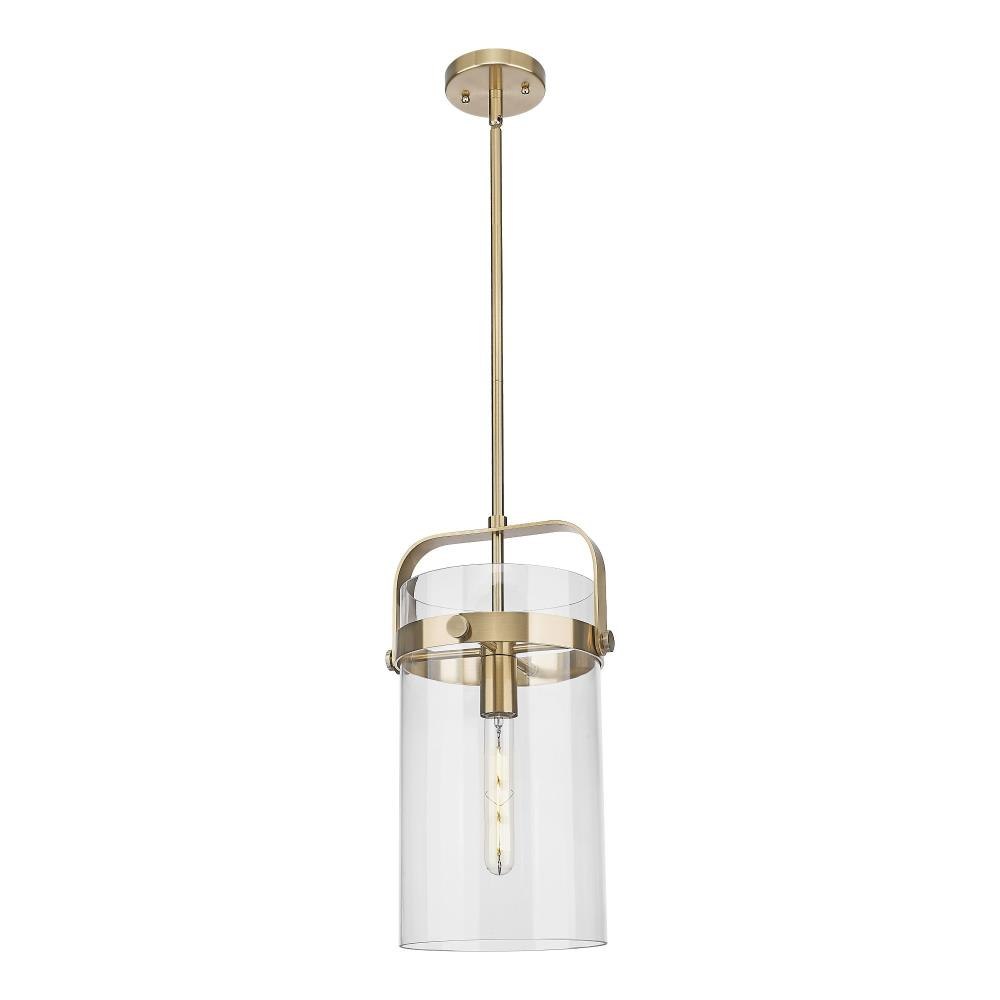 Innovations Lighting 413-1SM-G413-1S-8_P Pilaster - 1 Light Stem Hung Mini Pendant-17.13 Inch Tall and 8 Inch Wide