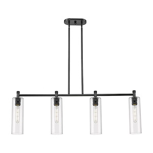 Crown Point - 4 Light Stem Hung Island In Industrial Style-14.75 Inches Tall and 43.75 Inches Wide