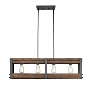 Austin - 4 Light Stem Hung Island In Farmhouse Style-10.63 Inches Tall and 36 Inches Wide