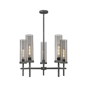 Lincoln - 5 Light Stem Hung Chandelier In Industrial Style-19.5 Inches Tall and 26.75 Inches Wide