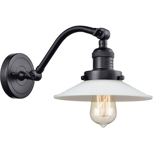 Halophane-1 Light Wall Sconce in Industrial Style-8.5 Inches Wide by 11.5 Inches High