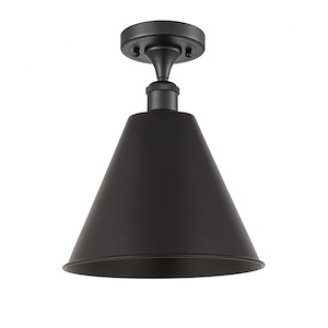 Ballston Cone - 1 Light Semi-Flush Mount In Industrial Style-14.75 Inches Tall and 12 Inches Wide