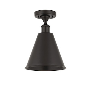 Ballston Cone - 1 Light Semi-Flush Mount In Industrial Style-11.75 Inches Tall and 8 Inches Wide