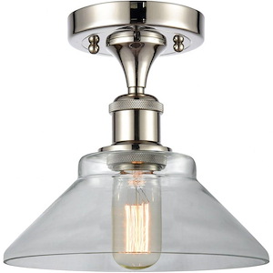 Orwell-1 Light Semi-Flush Mount in Industrial Style-8.38 Inches Wide by 9 Inches High