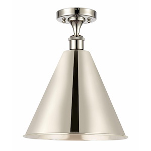 Ballston Cone - 1 Light Semi-Flush Mount In Industrial Style-18.75 Inches Tall and 16 Inches Wide