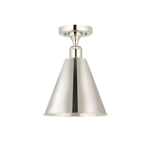 Ballston Cone - 1 Light Semi-Flush Mount In Industrial Style-11.75 Inches Tall and 8 Inches Wide