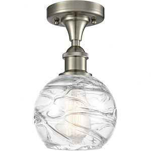 Small Deco Swirl-1 Light Semi-Flush Mount in Industrial Style-6 Inches Wide by 11 Inches High