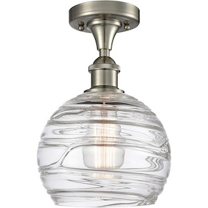 Deco Swirl-1 Light Semi-Flush Mount in Industrial Style-8 Inches Wide by 13 Inches High