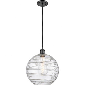 Athens Deco Swirl - 1 Light Cord Hung Mini Pendant In Industrial Style-15 Inches Tall and 12 Inches Wide - 1115694