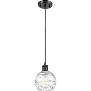 Athens Deco Swirl - 1 Light Cord Hung Mini Pendant In Industrial Style-8 Inches Tall and 6 Inches Wide - 1115695