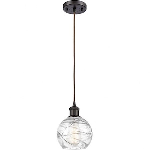 Athens Deco Swirl - 1 Light Cord Hung Mini Pendant In Industrial Style-8 Inches Tall and 6 Inches Wide