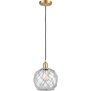 Farmhouse Rope-1 Light Mini Pendant in Industrial Style-8 Inches Wide by 10 Inches High