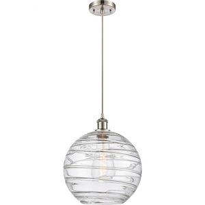 Athens Deco Swirl - 1 Light Cord Hung Mini Pendant In Industrial Style-15 Inches Tall and 12 Inches Wide