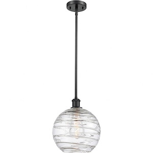 Large Deco Swirl-1 Light Pendant in Industrial Style-10 Inches Wide by 13 Inches High
