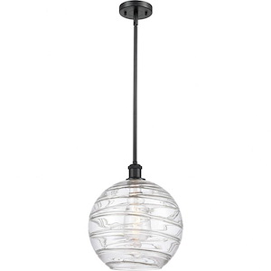Athens Deco Swirl - 1 Light Stem Hung Mini Pendant In Industrial Style-15 Inches Tall and 12 Inches Wide - 1285389