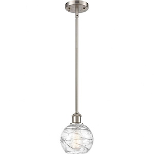 Small Deco Swirl-1 Light Pendant in Industrial Style-6 Inches Wide by 8 Inches High