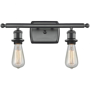 Bare Bulb-2 Light Bath Vanity in Industrial Style-16 Inches Wide by 7 Inches High