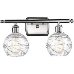 Small Deco Swirl-2 Light Bath Vanity in Industrial Style-16 Inches Wide by 11 Inches High