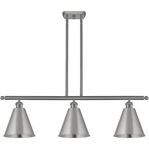 Ballston Cone - 3 Light Island In Industrial Style-11.25 Inches Tall and 36 Inches Wide - 1051455