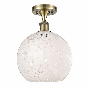 White Mouchette - 1 Light Semi-Flush Mount In Modern Style-13 Inches Tall and 10 Inches Wide