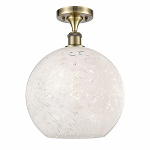 White Mouchette - 1 Light Semi-Flush Mount In Modern Style-14.75 Inches Tall and 12 Inches Wide - 1330036