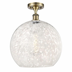 White Mouchette - 1 Light Semi-Flush Mount In Modern Style-17.88 Inches Tall and 13.75 Inches Wide