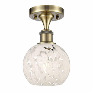 White Mouchette - 1 Light Semi-Flush Mount In Modern Style-9.25 Inches Tall and 6 Inches Wide - 1329956