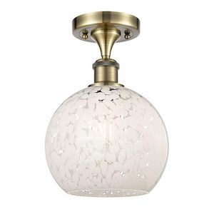 White Mouchette - 1 Light Semi-Flush Mount In Modern Style-11.25 Inches Tall and 8 Inches Wide - 1329960