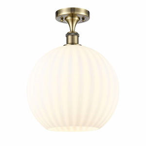 White Venetian - 1 Light Semi-Flush Mount In Modern Style-14.75 Inches Tall and 12 Inches Wide - 1329961