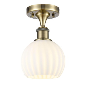 White Venetian - 1 Light Semi-Flush Mount In Modern Style-9.25 Inches Tall and 6 Inches Wide