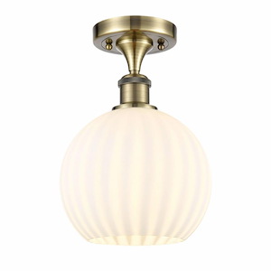 White Venetian - 1 Light Semi-Flush Mount In Modern Style-11.25 Inches Tall and 8 Inches Wide