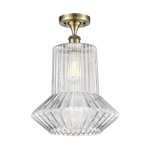Springwater - 1 Light Semi-Flush Mount In Industrial Style-17 Inches Tall and 12 Inches Wide - 1289491