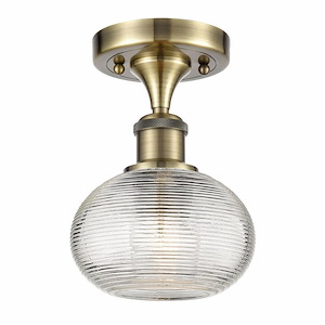 Ithaca - 1 Light Semi-Flush Mount In Industrial Style-8.25 Inches Tall and 6 Inches Wide