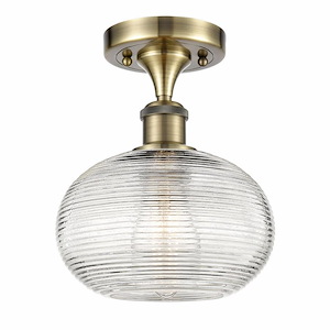 Ithaca - 1 Light Semi-Flush Mount In Industrial Style-9.5 Inches Tall and 8 Inches Wide