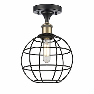 Lake Placid - 1 Light Semi-Flush Mount In Industrial Style-12 Inches Tall and 8 Inches Wide