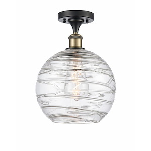 Athens Deco Swirl - 1 Light Semi-Flush Mount In Industrial Style-15 Inches Tall and 10 Inches Wide - 1289443